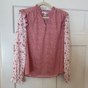 Floral Print Women's Top - pink and White
